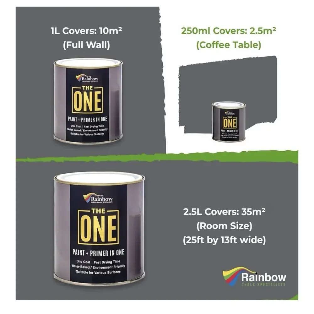 THE ONE All-In-One‎ Paint & Primer - Dark Grey Satin, 33.8 Fl Oz/1 Liter